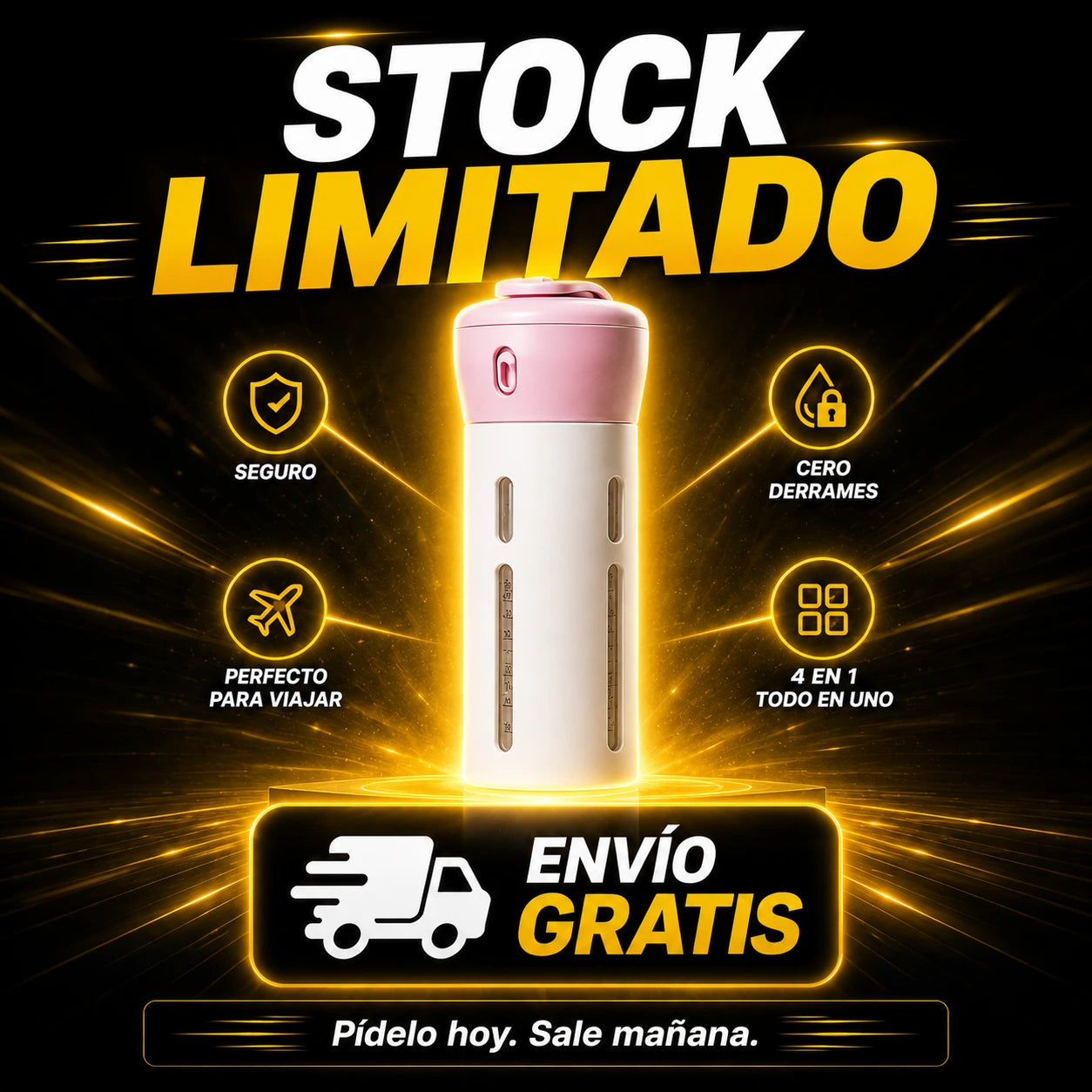 Dispensador de Viaje Portátil 4 en 1 — Shampoo, Crema y Gel en un Solo Estuche