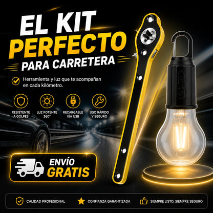 Kit Llave Rache + Linterna LED Antigolpes — El Combo Definitivo para la Carretera